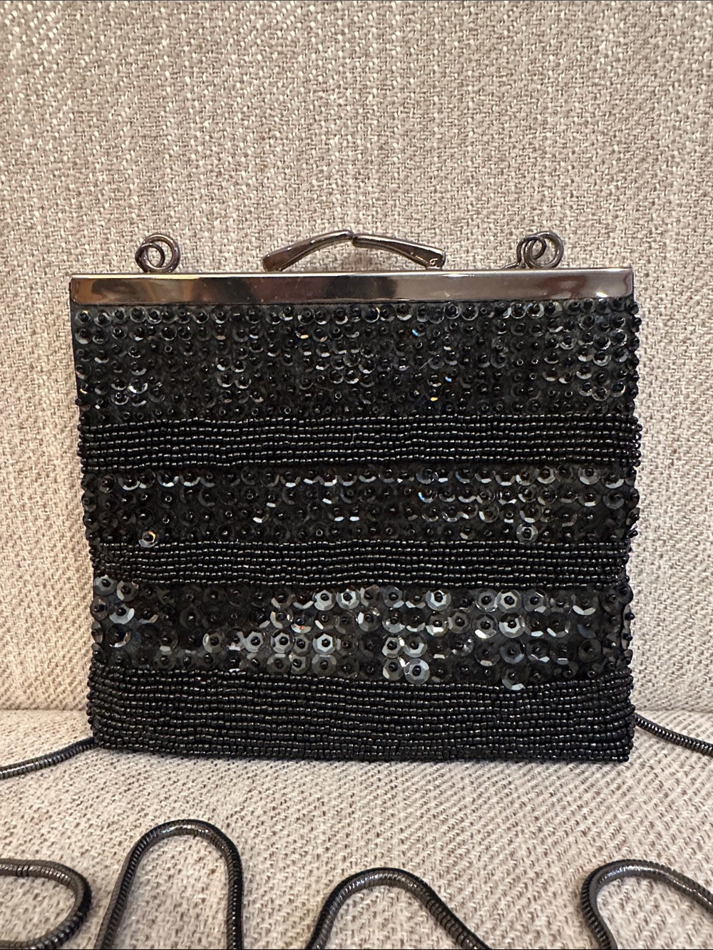 LOFT Sequined/Beaded Evening Bag in Black NWOT